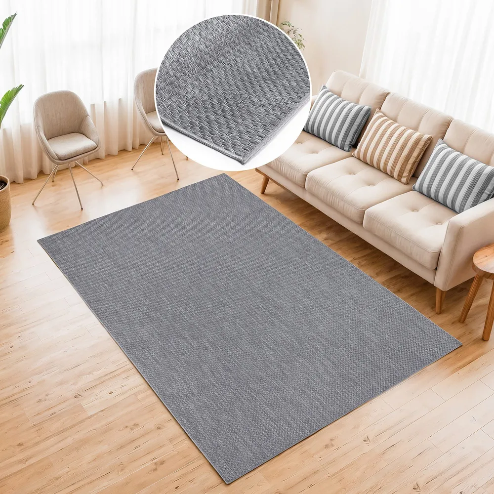 Covor traversa Rhodos gri de interior și exterior cu tesatura plata 120x180 cm