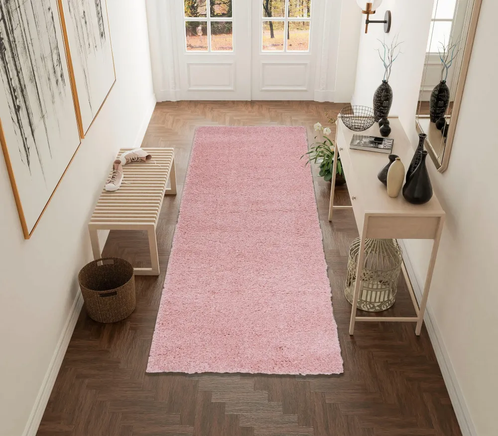Covor traversa »Shaggy 30« foarte moale si pufos roz 80x300 cm