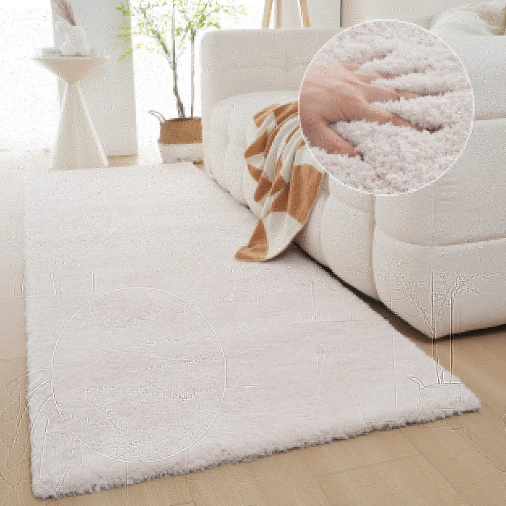 Covor traversa Shaggy »Magong« foarte pufos si moale crem 80x250 cm