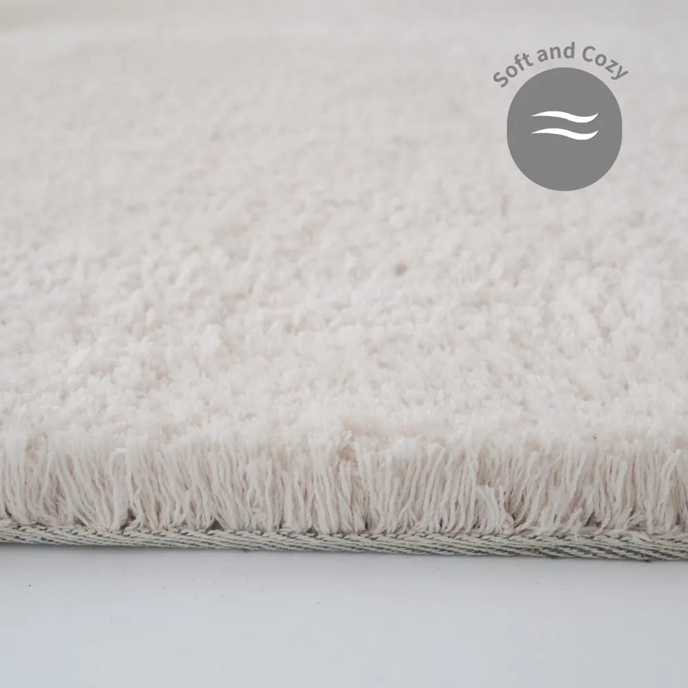 Covor traversa Shaggy »Magong« foarte pufos si moale crem 80x250 cm
