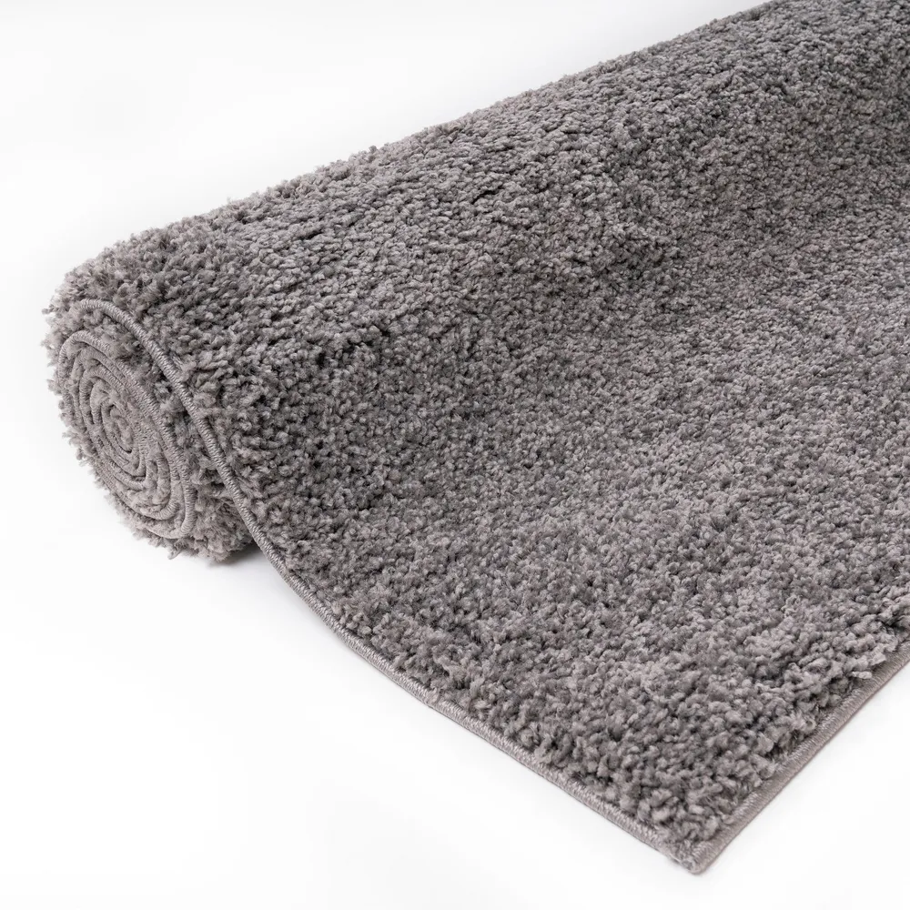 Covor traversa shaggy Viva cu fire lungi si pufos gri piatră, 90x250 cm