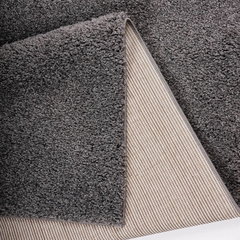 Covor traversa shaggy Viva cu fire lungi si pufos gri piatră, 90x250 cm