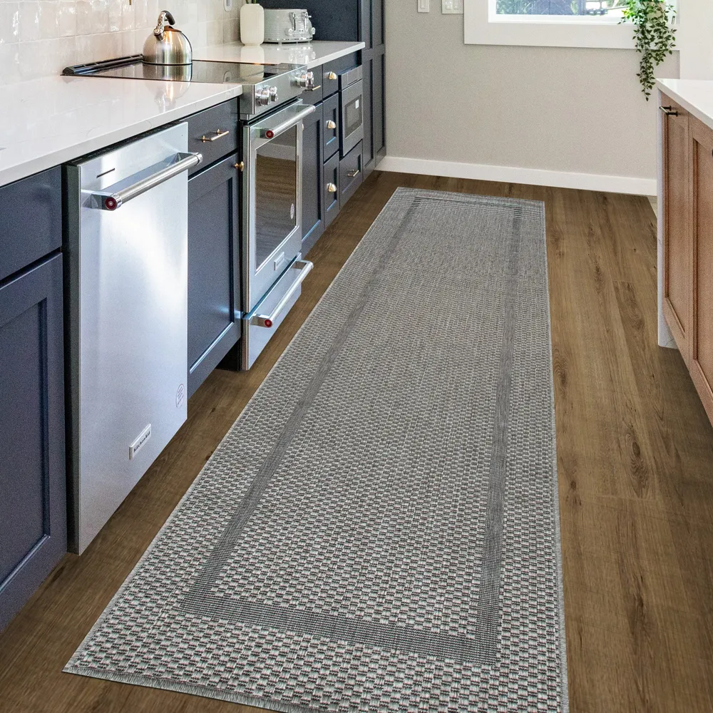 Covor traversa Venice cu tesatura plata, aspect de sisal, gri 67x230 cm
