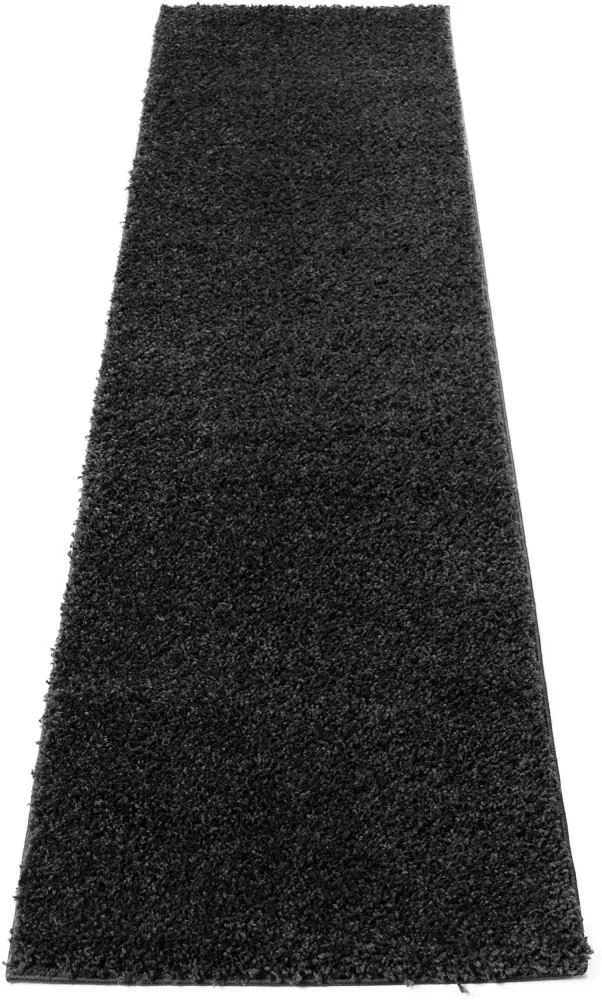 Covor traversa »Viva« cu fire lungi pufos gri inchis 80x300 cm