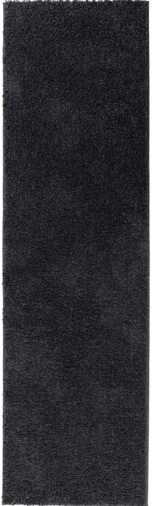 Covor traversa »Viva« cu fire lungi pufos gri inchis 80x300 cm