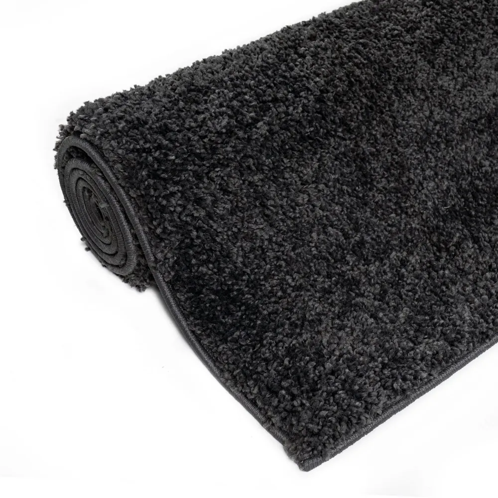 Covor traversa »Viva« cu fire lungi pufos gri inchis 80x300 cm