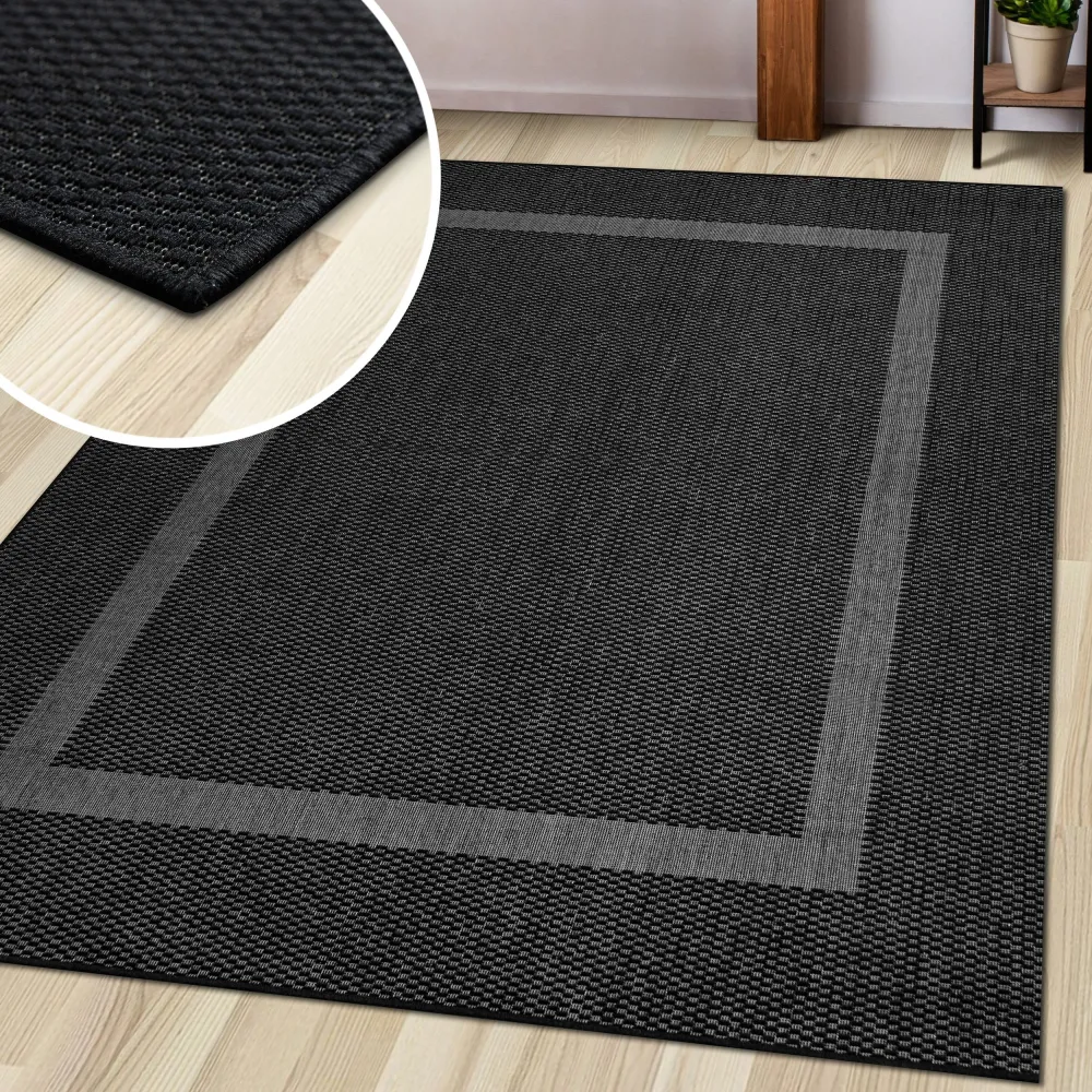 Covor Venice cu tesatura plata, aspect de sisal negru 160x230 cm