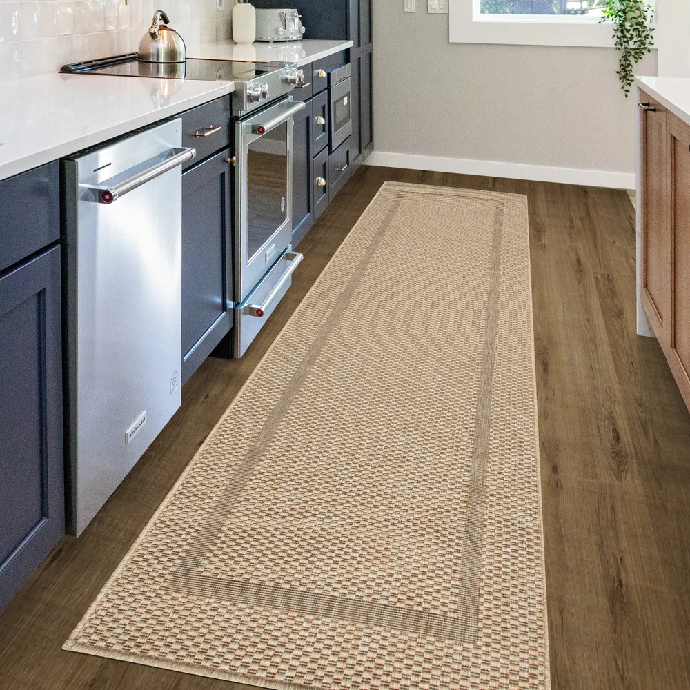 Covor Venice cu tesatura plata, aspect de sisal, bej 67x230 cm