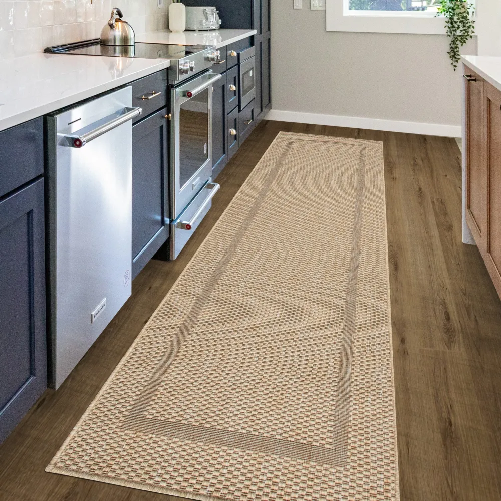 Covor Venice cu tesatura plata, aspect de sisal, bej 80x250 cm