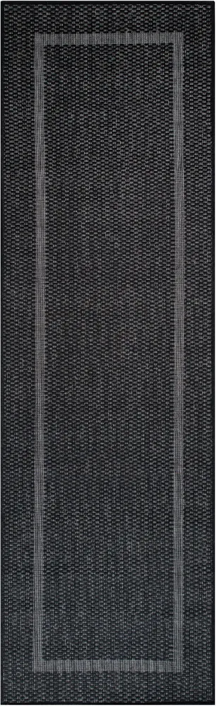 Covor Venice cu tesatura plata, aspect de sisal negru 67x230 cm