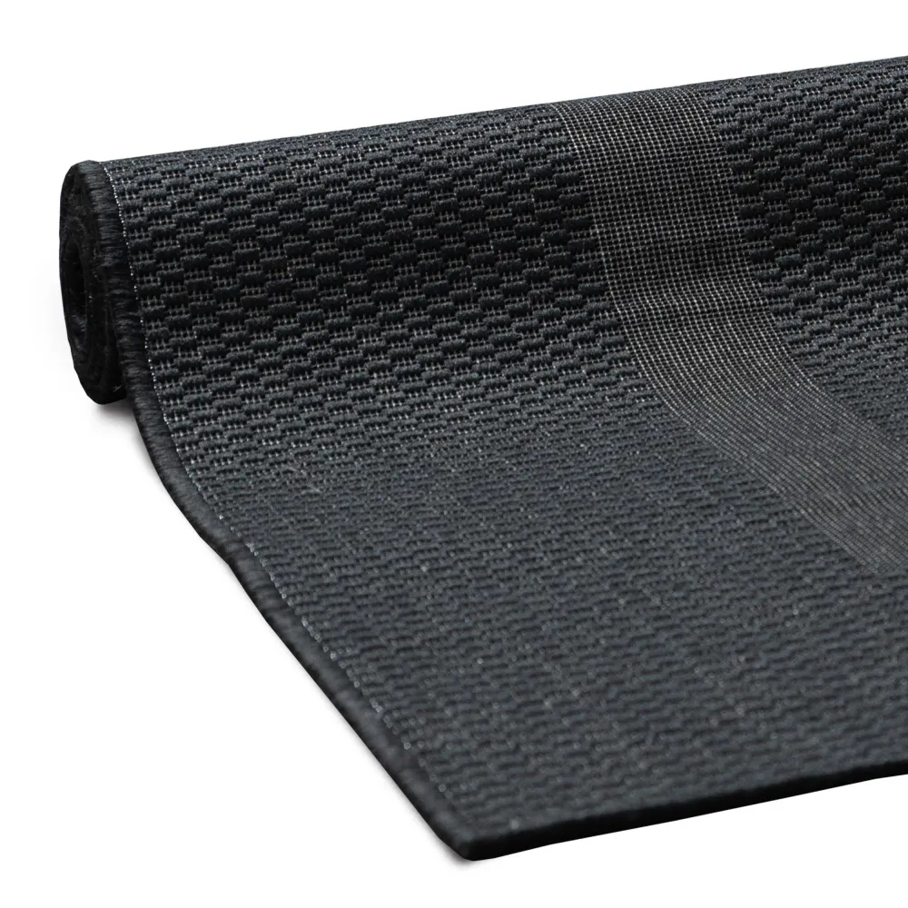 Covor Venice cu tesatura plata, aspect de sisal negru 67x230 cm
