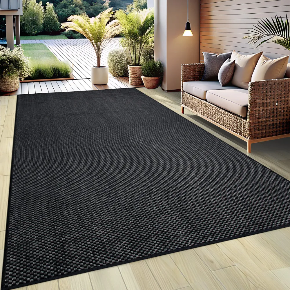 Covor Venice cu tesatura plata, aspect de sisal negru 60x110 cm