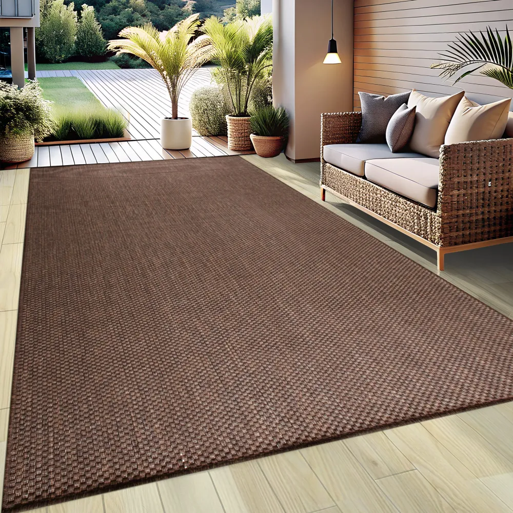 Covor Venice cu tesatura plata, aspect de sisal maro 80x150 cm