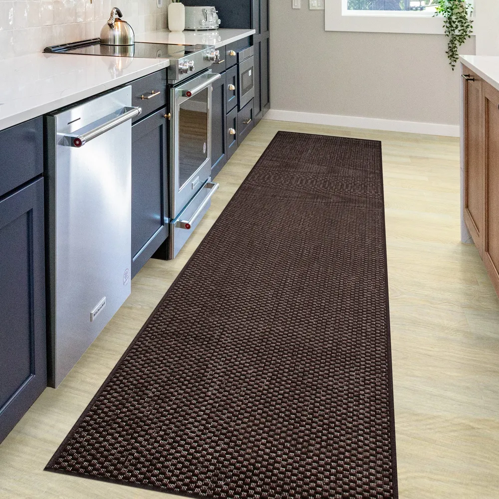 Covor Venice cu tesatura plata, aspect de sisal maro 80x250 cm