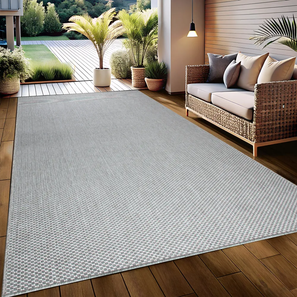 Covor Venice cu tesatura plata, aspect de sisal gri 80x150 cm
