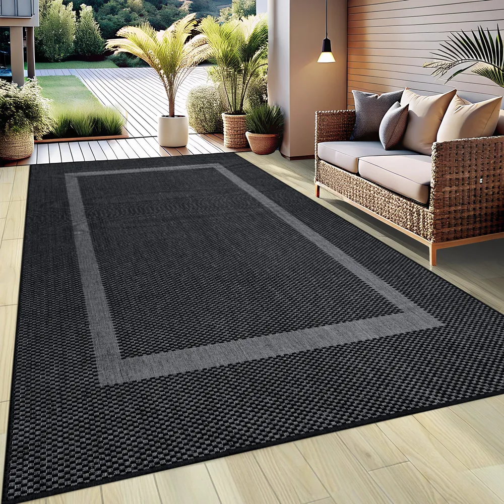 Covor Venice cu tesatura plata, aspect de sisal negru 120x170 cm