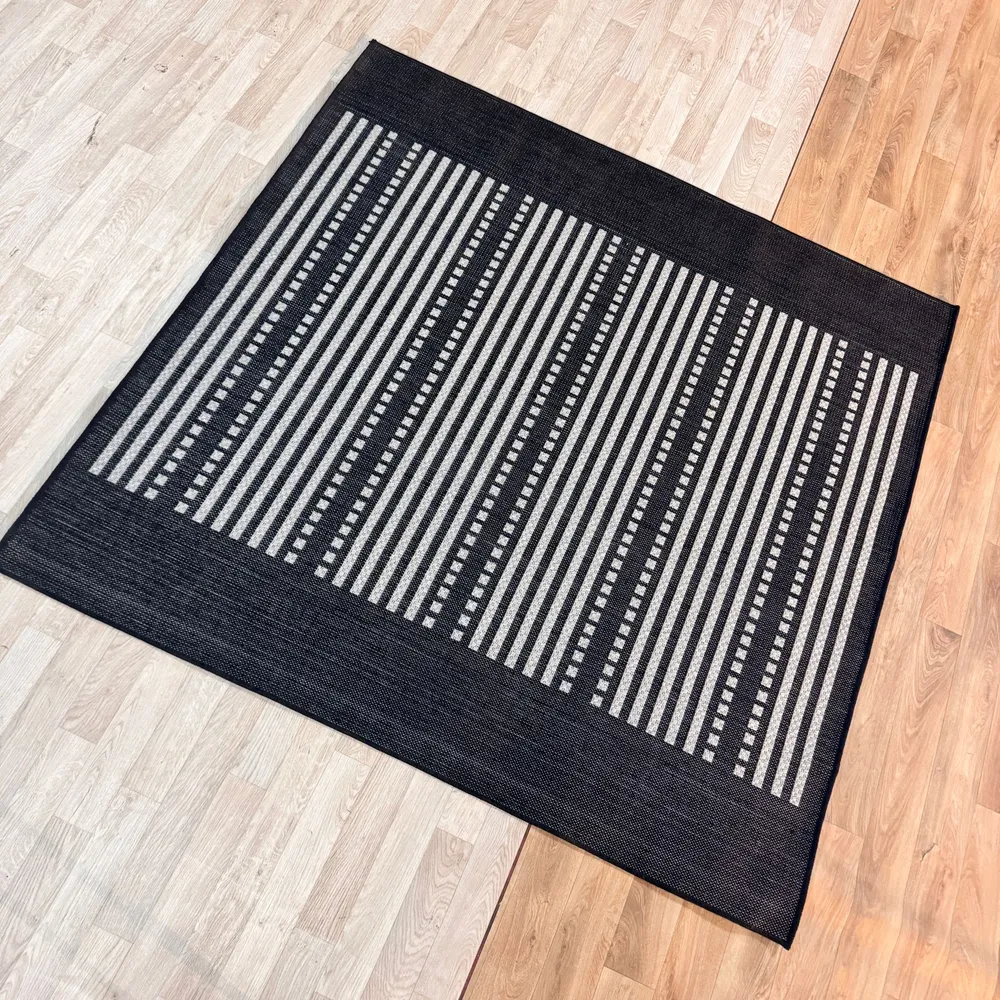 Covor Venice cu tesatura plata, aspect de sisal negru 160x160 cm