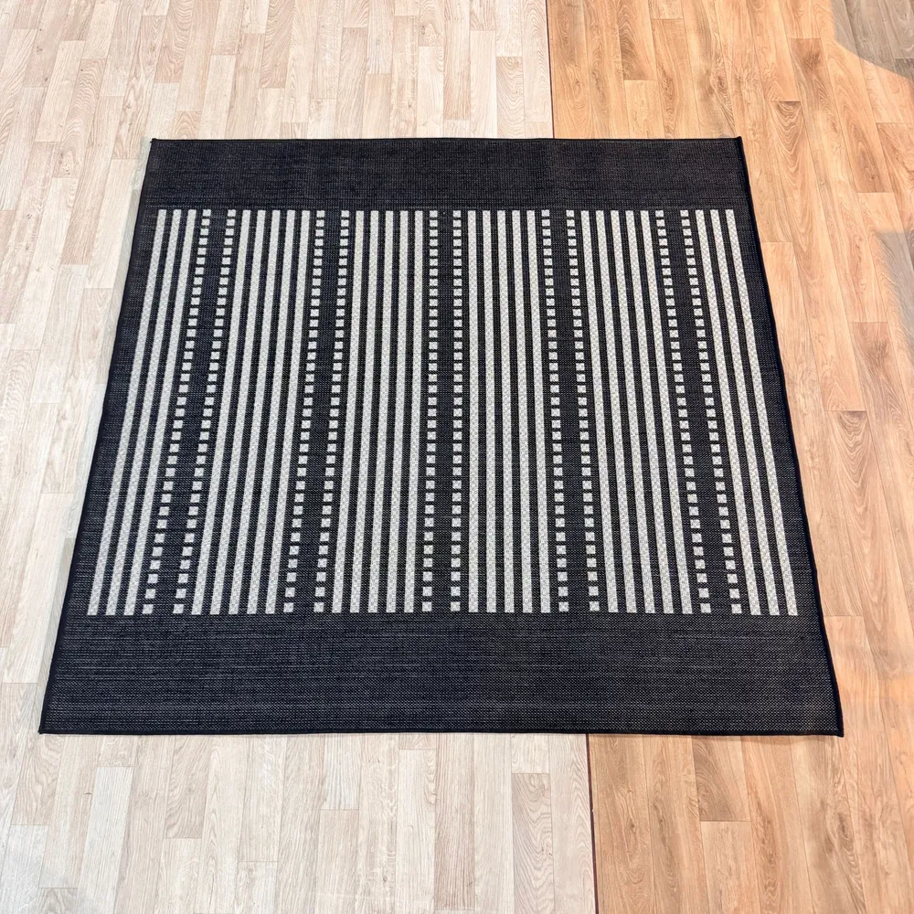 Covor Venice cu tesatura plata, aspect de sisal negru 160x160 cm