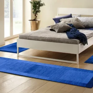 Set 3 covoare »Gabbeh Super« din lână pentru dormitor albastru