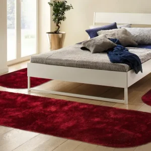 Set 3 covoare ovale pentru dormitor »Dana« foarte pufoase, rosu