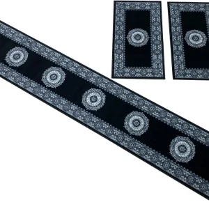 Set 3 covoare pentru dormitor »Shari« cu model oriental negru