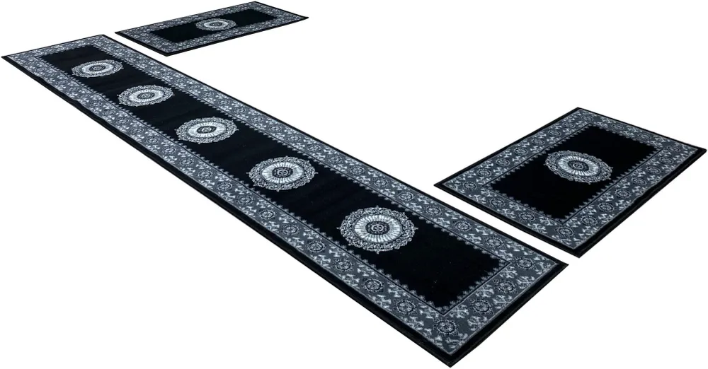 Set 3 covoare pentru dormitor »Shari« cu model oriental negru
