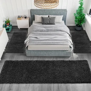 Set 3 covoare pentru dormitor »Viva« cu fir lung negru, 70 cm latime