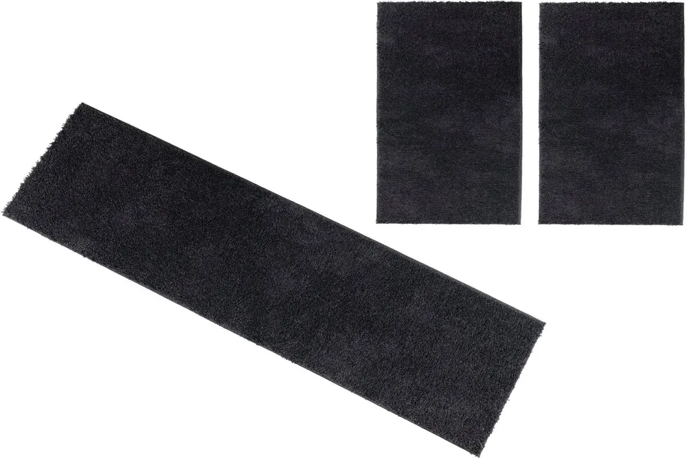 Set 3 covoare pentru dormitor »Viva« cu fir lung negru, 70 cm latime