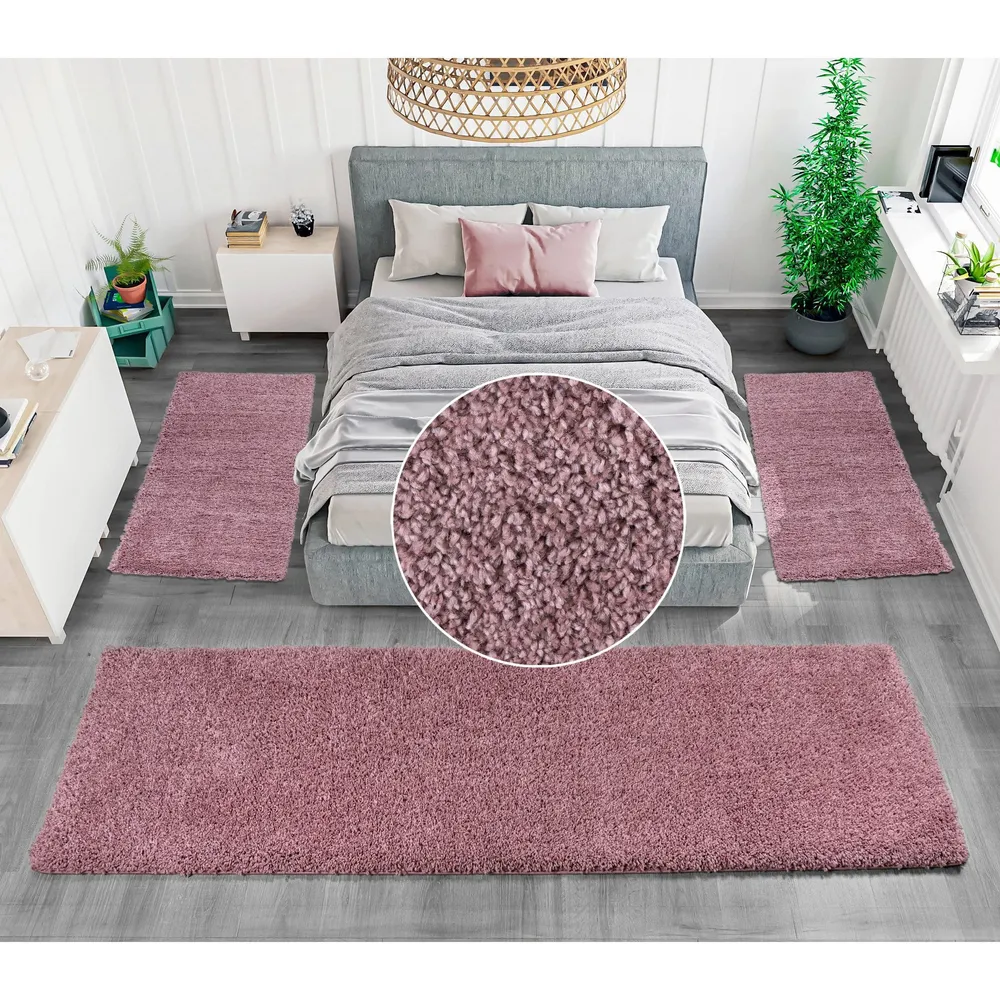 Set 3 covoare pentru dormitor »Viva« cu fir lung lila, 70 cm latime