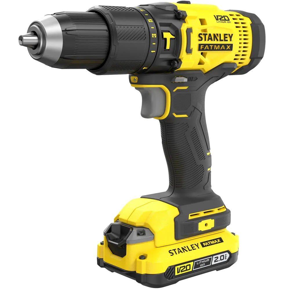 Kit Stanley SFMCK465D2S-QW 18V 2Ah - percutor găurit fără fir, șurubelniță cu impact fără fir, 2 baterii litiu de 2,0 Ah