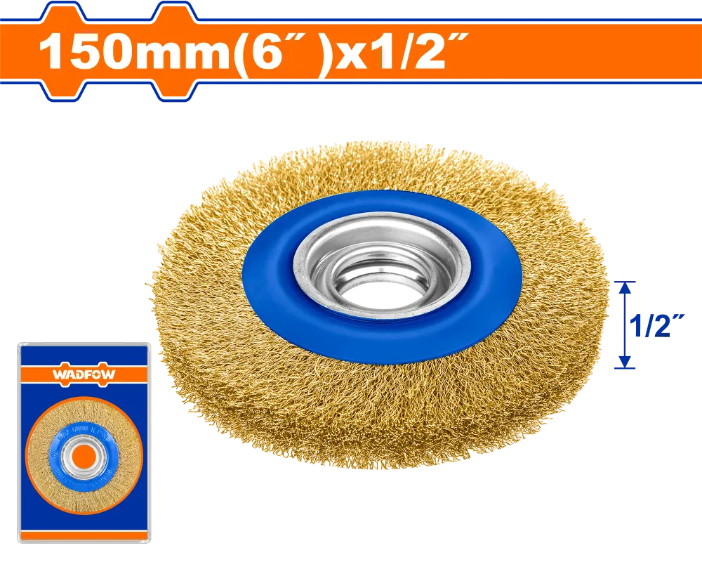 Perie de sarma pentru lemn, otel Wadfow, diametru 6”/150mm