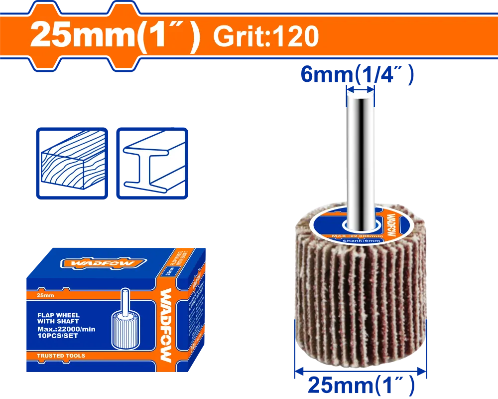 Perie smirghel Wadfow, dimensiuni 25x25x6mm, granulatie P120