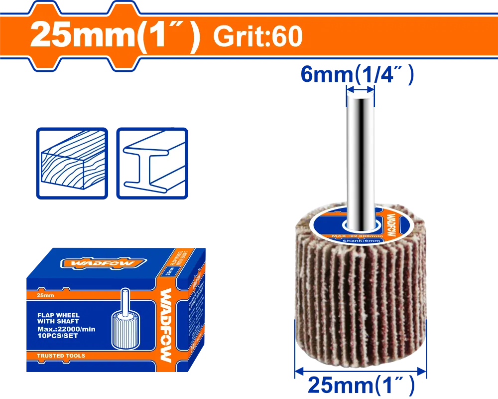 Perie smirghel Wadfow, dimensiuni 25x25x6mm, granulatie P60