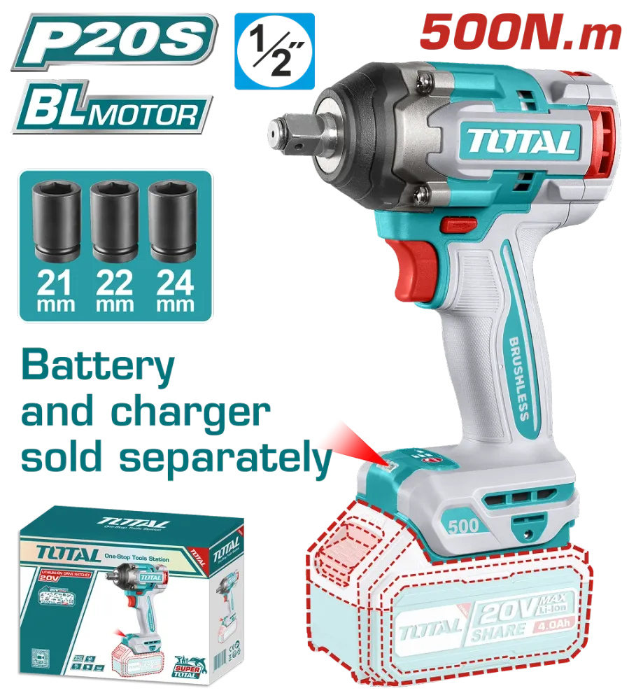 Masina de Insurubat cu Impact 20V, Motor Fara Perii, 1/2'' (NU INCLUDE ACUMULATOR)