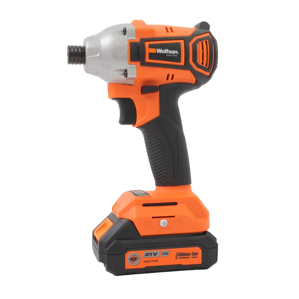 Masina de insurubat cu impact cu acumulator Wolfson - 21V-2.0Ah, 2 acumulatori, Hex 1/4 - RESIGILAT