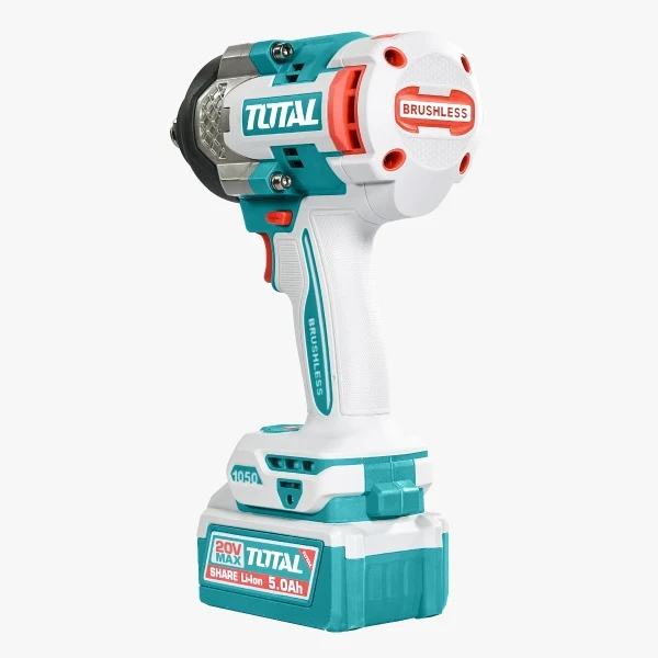 Masina de insurubat cu impact TOTAL 20V, 1050Nm, prindere 3/4", 5.0Ah Li-Ion, (include 2 acumulatori si incarcator)