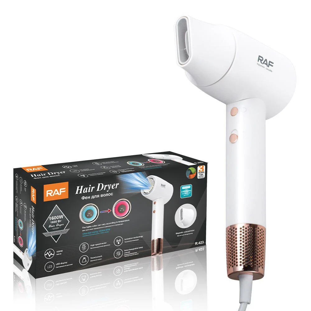 Uscator de Par RAF R.423, 1600W, Afisaj LED Inteligent, Flux de Aer Puternic, Design Compact – Alb