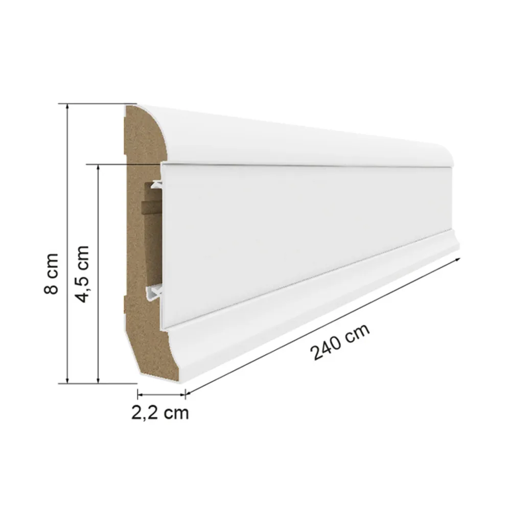 Plinta alba MDF Estilo 80 alb 2.4 E601, 1 buc