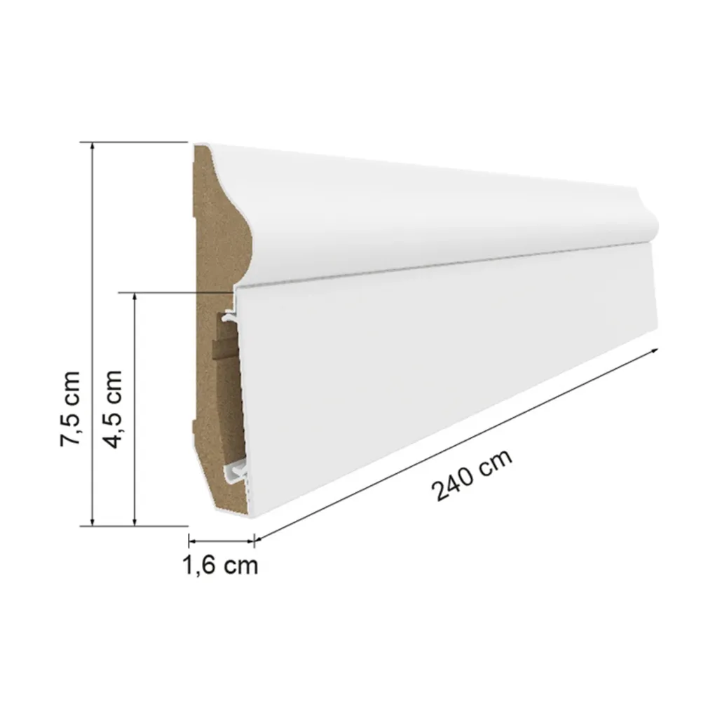 Plinta MDF Estilo 75 Alb 2.4 E501, 1 buc