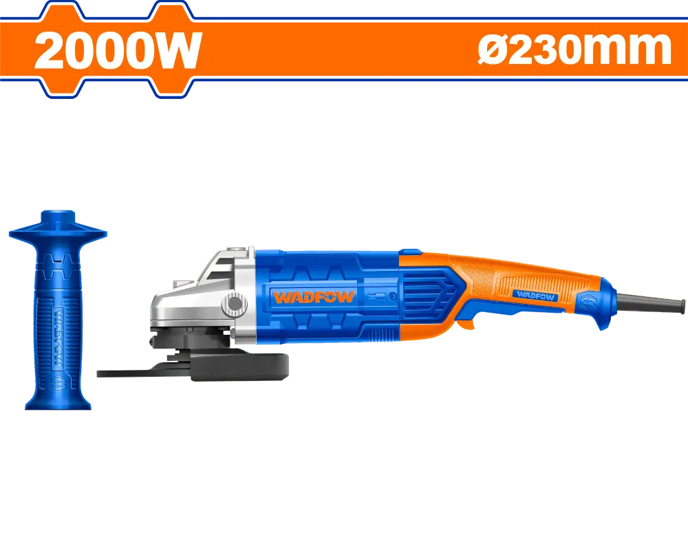 Polizor unghiular Wadfow, 2000W, 240V, 6500Rpm, diametru disc 230mm, include maner auxiliar, nu include disc