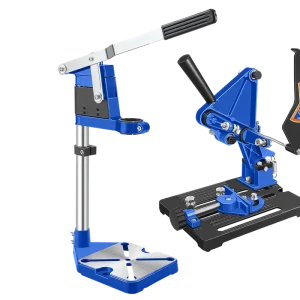 Set WADFOW 2 buc. – stand pentru polizor unghiular 100–125 mm si stand pentru bormasina, aluminiu + baza fonta