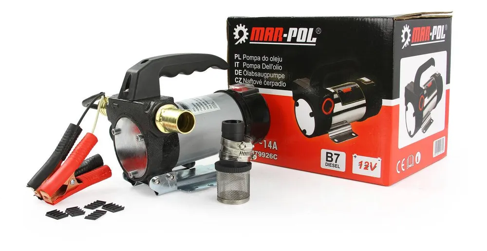 Pompa transfer motorina si ulei 12 volti 50L/min cu autoamorsare, pompa transfer diesel 160 wati 12 volti