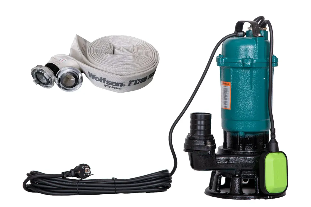 Pompa apa murdara cu tocator Gospodarul Profesionist, 2900W, 10000 l/h + furtun pompieri 2" 20m cu mufe cuplare