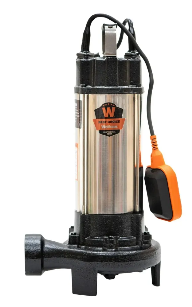 Pompa submersibila apa murdara cu tocator si flotor Wolfson WQW-1500D-F PRO + furtun 20m + cuple
