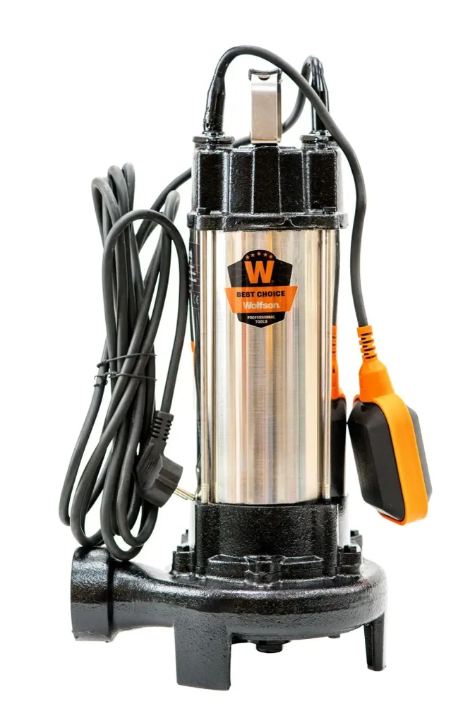 Pompa submersibila apa murdara cu tocator si flotor Wolfson WQW-1500D-F PRO + furtun 20m + cuple