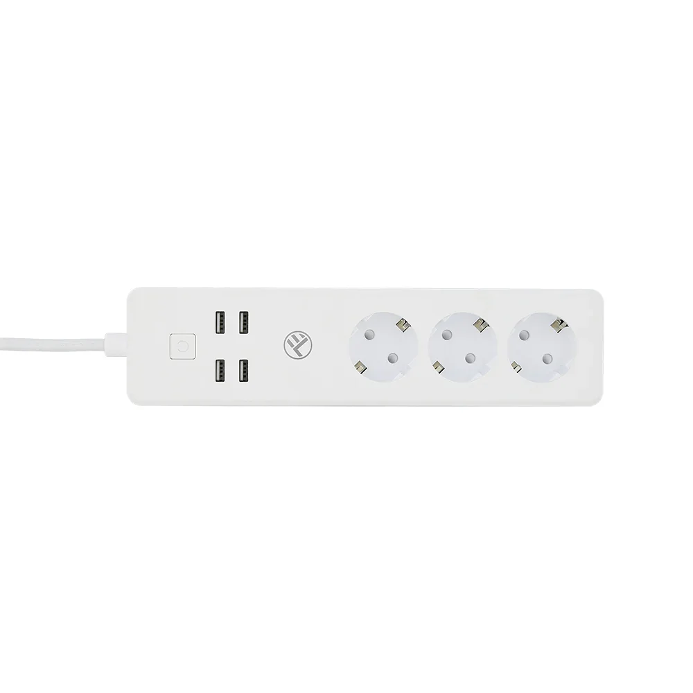Prelungitor smart Tellur Wireless, 3 Prize, 4 x USB, 2200W, 10A, Cablu 1.8m, Alb