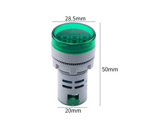 Ampermetru digital, Ø22, 100A, 380V, AC, IP65, verde, El.tech 32-3802