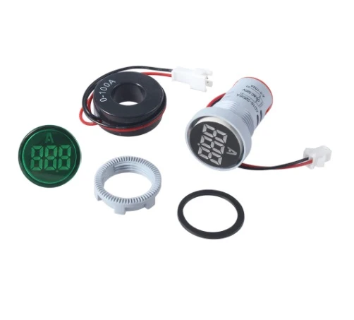 Ampermetru digital, Ø22, 100A, 380V, AC, IP65, verde, El.tech 32-3802