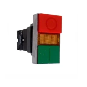 Buton dublu cu revenire, Start/Stop, 1NI+1ND, 6A, verde/rosu, Freder 32-760