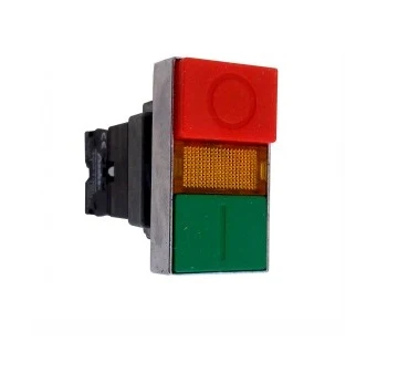Buton dublu cu revenire, Start/Stop, 1NI+1ND, 6A, verde/rosu, Freder 32-760